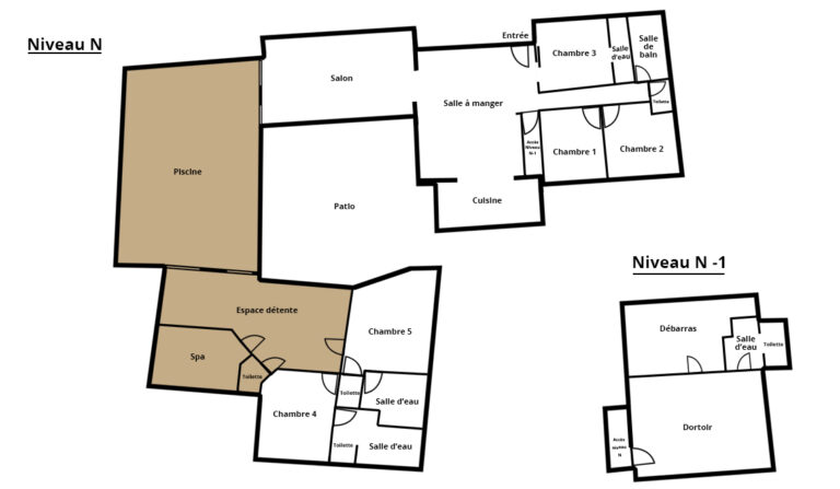 plan espace détente du gite